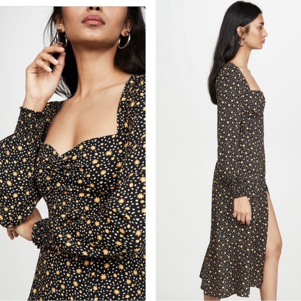 Reformation wallflower Midi Long sleeve Carolina Floral Leg Slit Dress